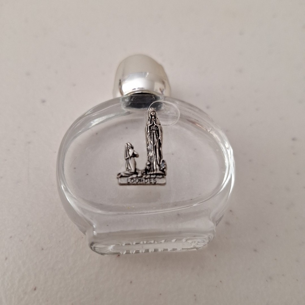 Lourdes French Catholic bottle Of Holy Water Mother Mary in Silver plated - Picture 5 of 10